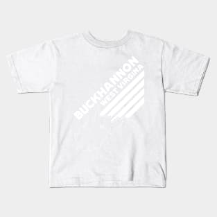 Buckhannon West Virginia with Stripes and State Outline - ORANGE Kids T-Shirt